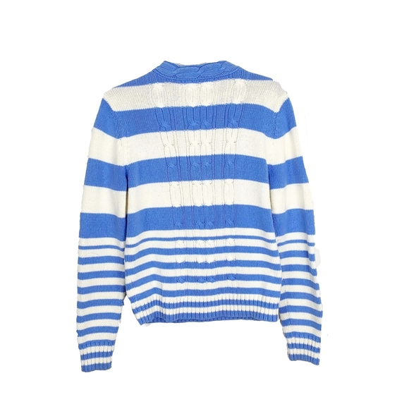 Tommy Hilfiger Wm L Blue & White V Neck Sweater - Picture 5 of 5
